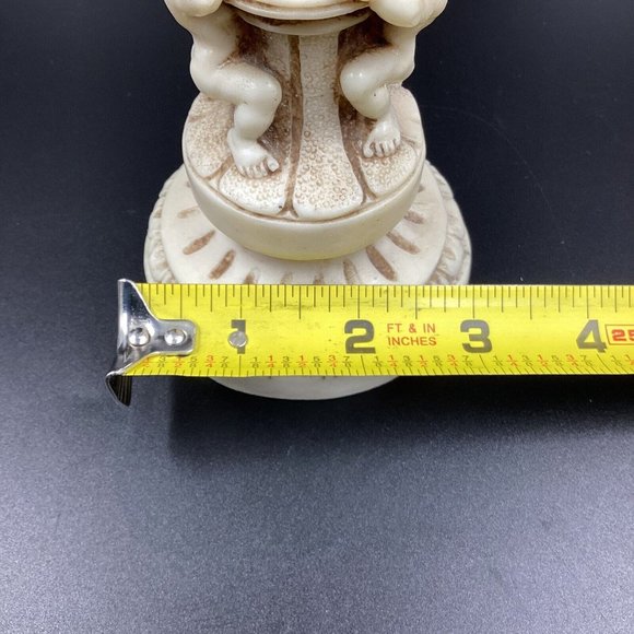 Vtg Mid Century Hollywood Regency Novelty Resin Cherub 10" Glass Ashtray Stand - Picture 15 of 16